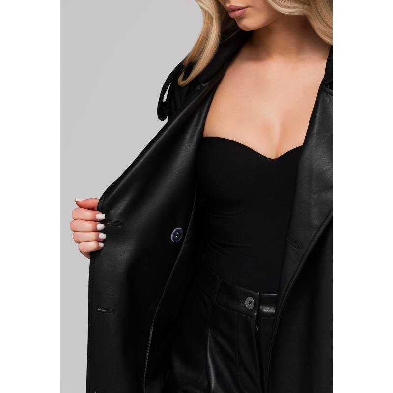 Dámský kabát LARICA s páskem OW-COLC-0101 v1 – černý