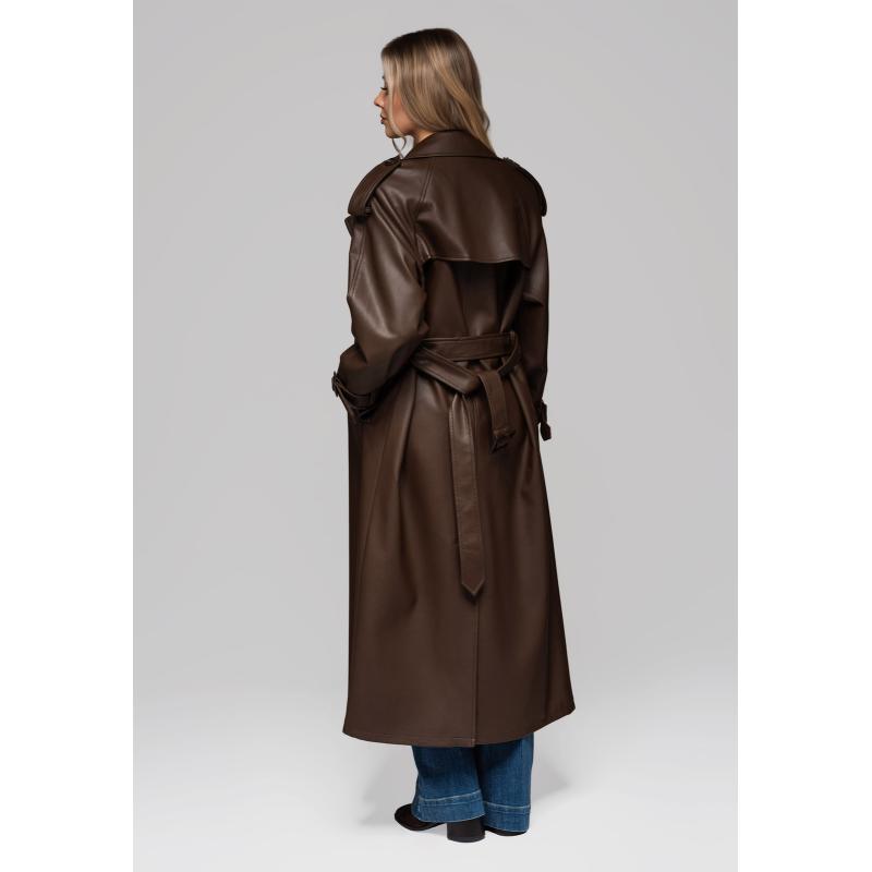 Dámský kabát LARICA s páskem OW-COLC-0101 v2 – hnědý