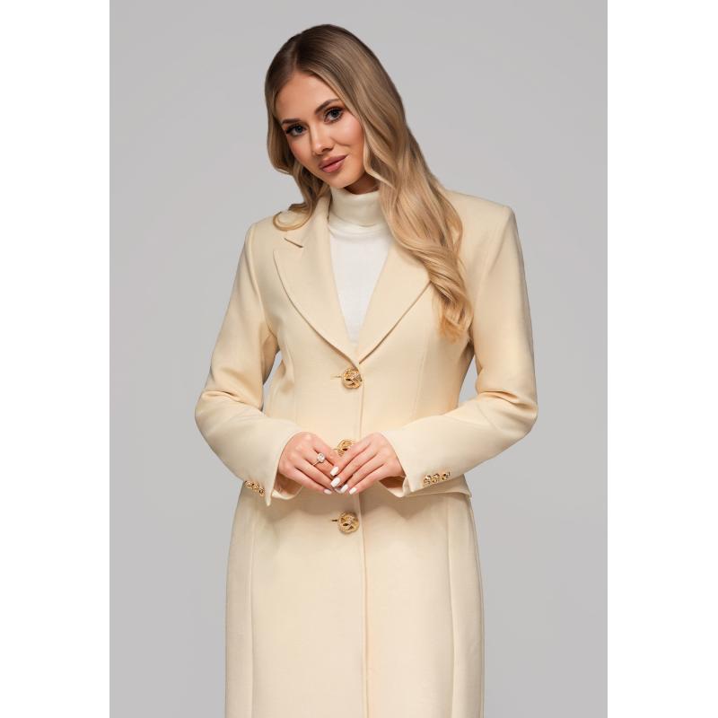 Dámská vesta se zlatými knoflíky LARICA OW-COLC-0103 v1 – zlomená bílá