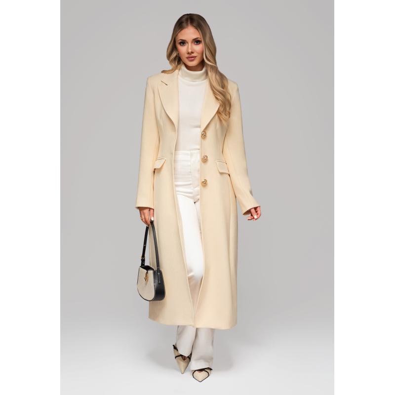 Dámská vesta se zlatými knoflíky LARICA OW-COLC-0103 v1 – zlomená bílá