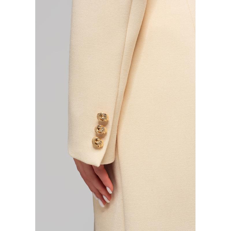 Dámská vesta se zlatými knoflíky LARICA OW-COLC-0103 v1 – zlomená bílá