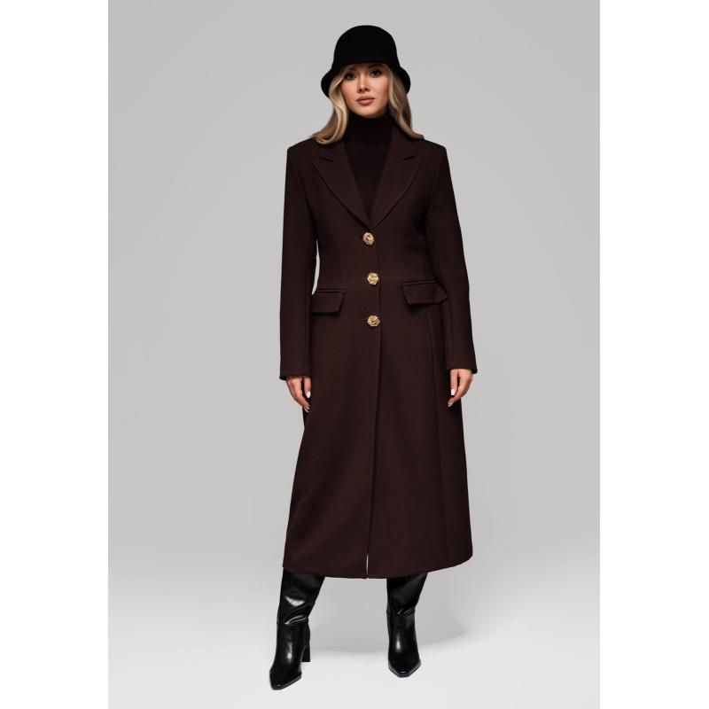 Dámská vesta se zlatými knoflíky LARICA OW-COLC-0103 v2 – hnědá