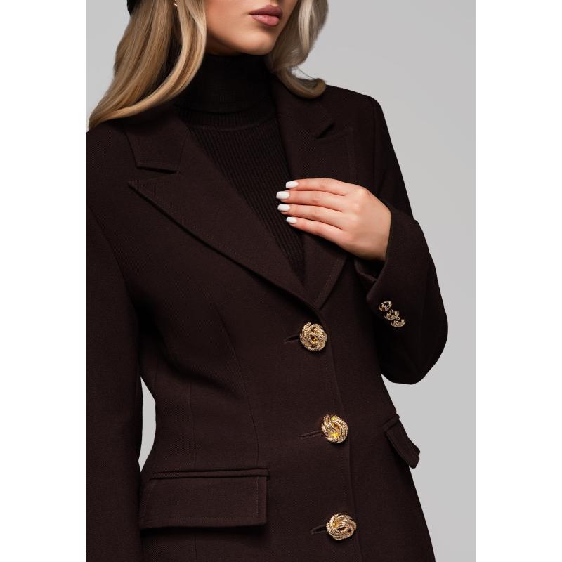 Dámská vesta se zlatými knoflíky LARICA OW-COLC-0103 v2 – hnědá