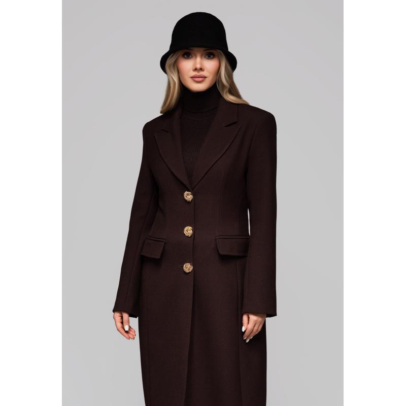 Dámská vesta se zlatými knoflíky LARICA OW-COLC-0103 v2 – hnědá