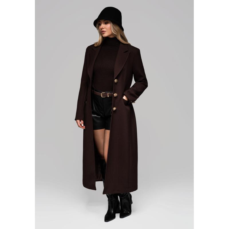 Dámská vesta se zlatými knoflíky LARICA OW-COLC-0103 v2 – hnědá