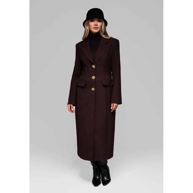 Dámská vesta se zlatými knoflíky LARICA OW-COLC-0103 v2 – hnědá