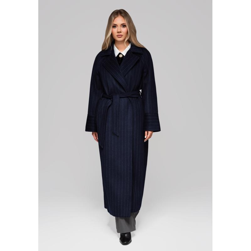 Dámský kabát s pruhy LARICA OW-COLC-0105 v1 – tmavě modrý