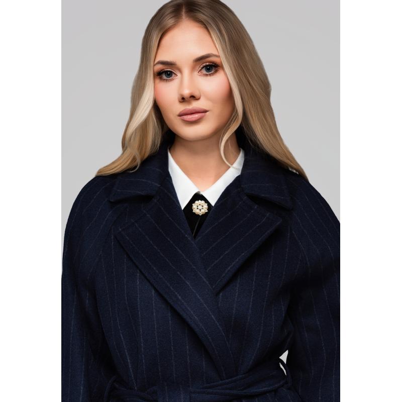 Dámský kabát s pruhy LARICA OW-COLC-0105 v1 – tmavě modrý