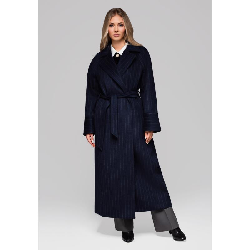 Dámský kabát s pruhy LARICA OW-COLC-0105 v1 – tmavě modrý
