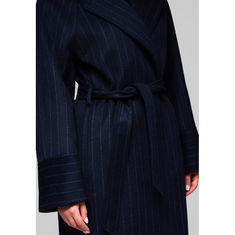 Dámský kabát s pruhy LARICA OW-COLC-0105 v1 – tmavě modrý