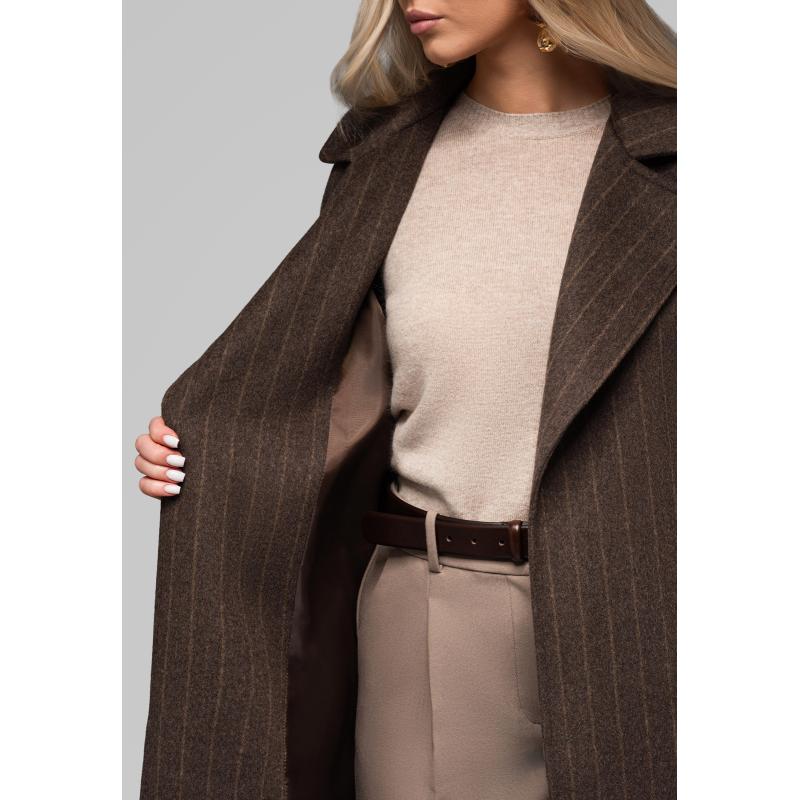 Női kabátok csíkokkal LARICA OW-COLC-0105 v1 – barna