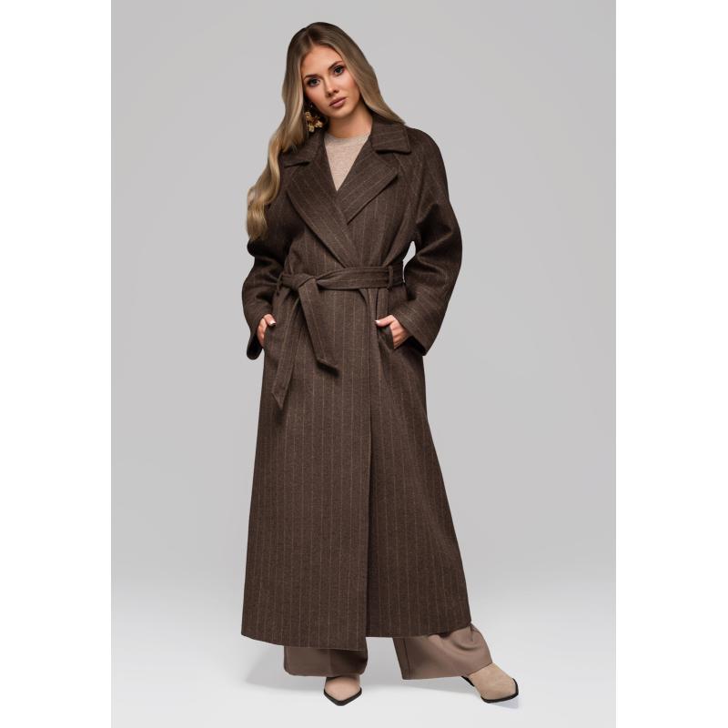 Női kabátok csíkokkal LARICA OW-COLC-0105 v1 – barna