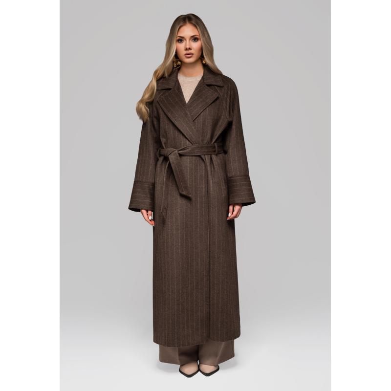 Női kabátok csíkokkal LARICA OW-COLC-0105 v1 – barna