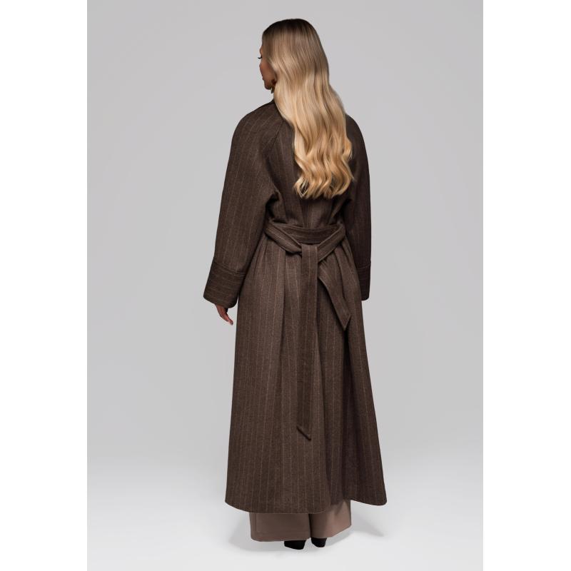 Női kabátok csíkokkal LARICA OW-COLC-0105 v1 – barna