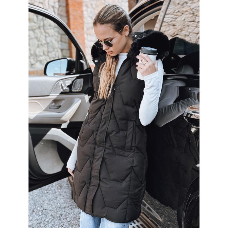 Dámska prešívaná vesta, čierna