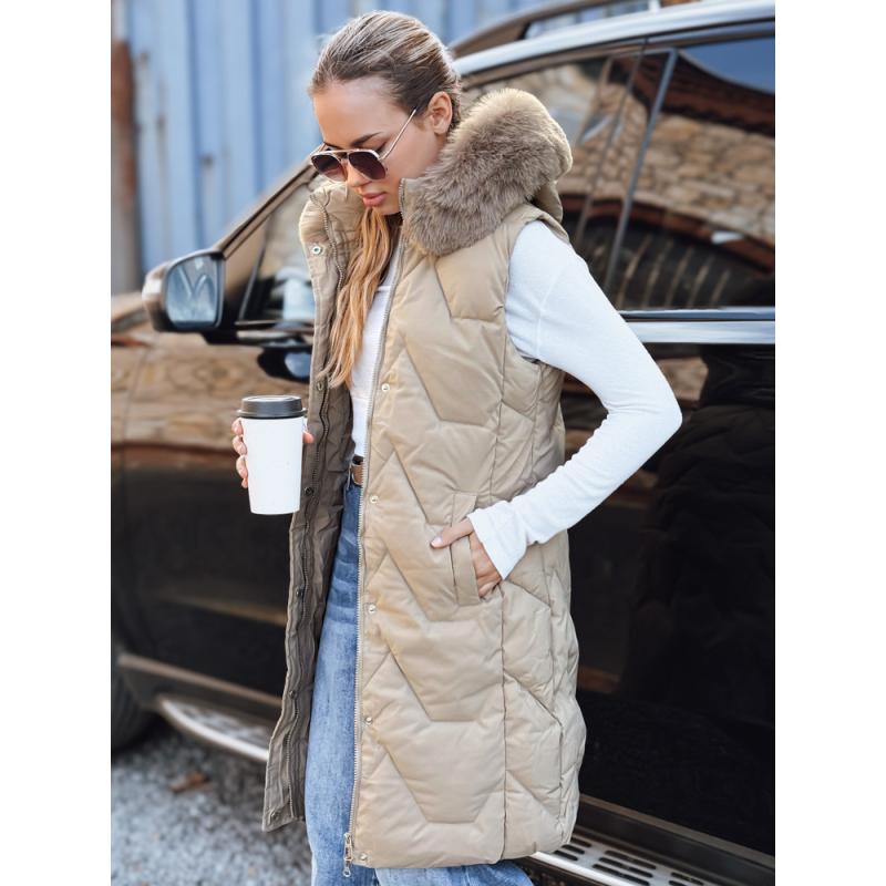 Dámská prošívaná vesta, béžová