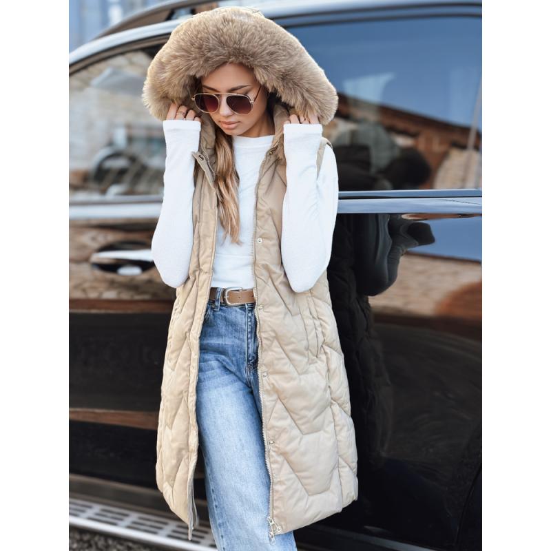 Dámská prošívaná vesta, béžová