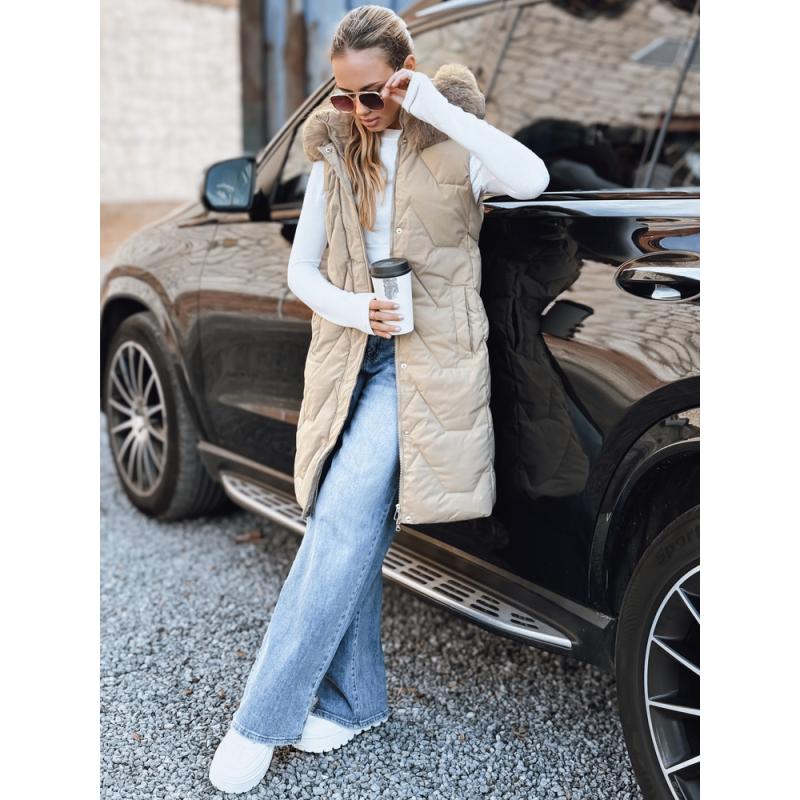 Dámská prošívaná vesta, béžová