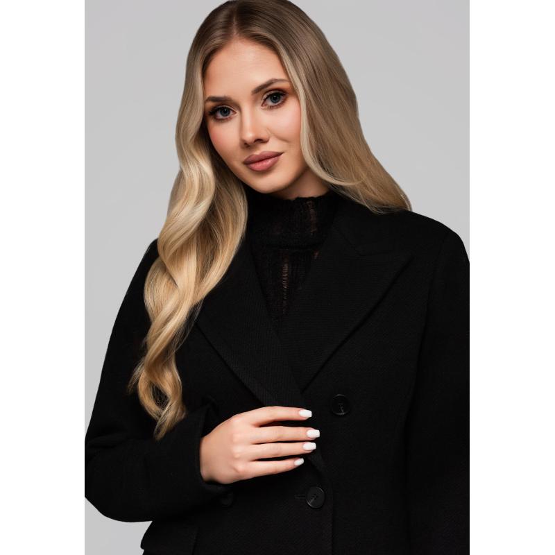 Dámský dvouřadový přiléhavý kabát LARICA OW-COLC-0108 v2 – černý