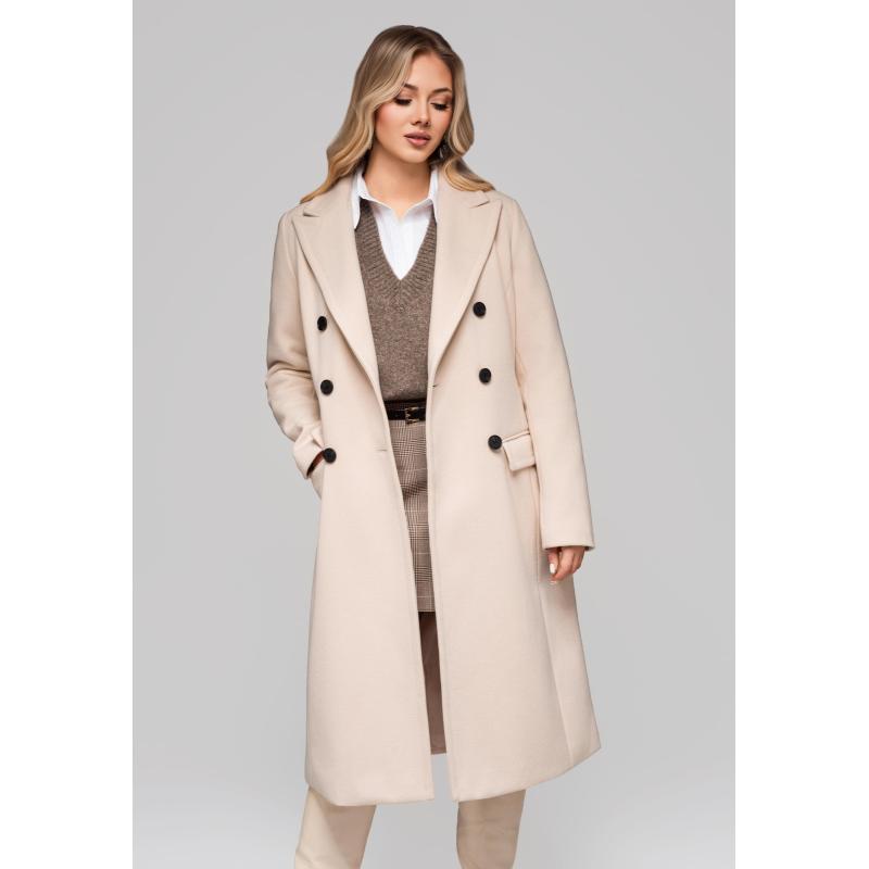Dámský dvouřadový přiléhavý kabát LARICA OW-COLC-0108 v3 – béžový