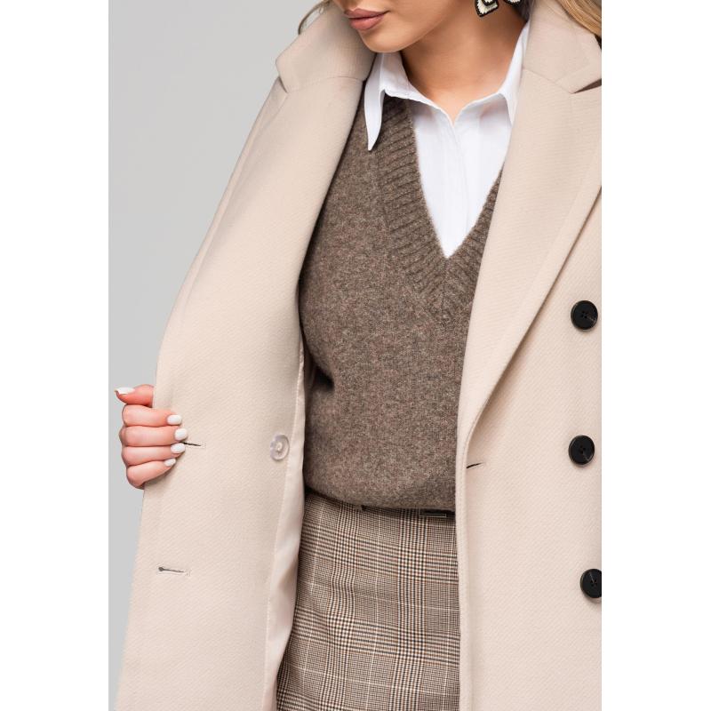 Dámský dvouřadový přiléhavý kabát LARICA OW-COLC-0108 v3 – béžový