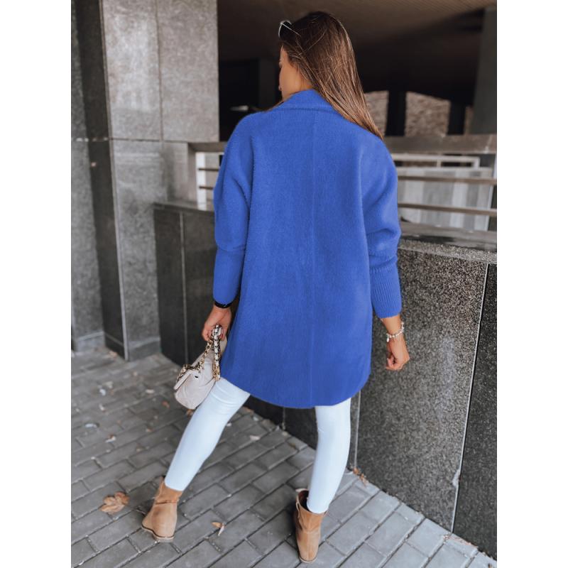 Dámský kabát z alpaky RITA II modrý s kapucí