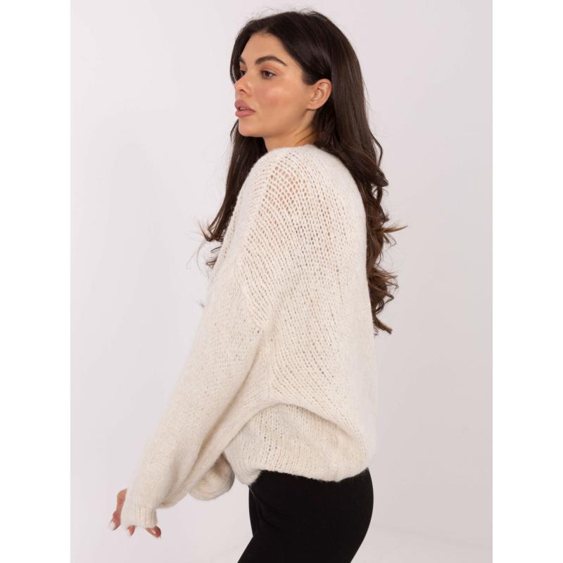 Světle béžový oversize svetr s příměsí vlny