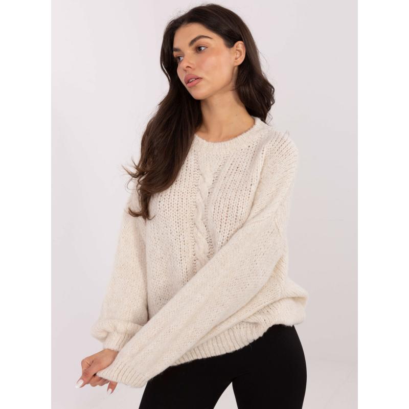 Světle béžový oversize svetr s příměsí vlny