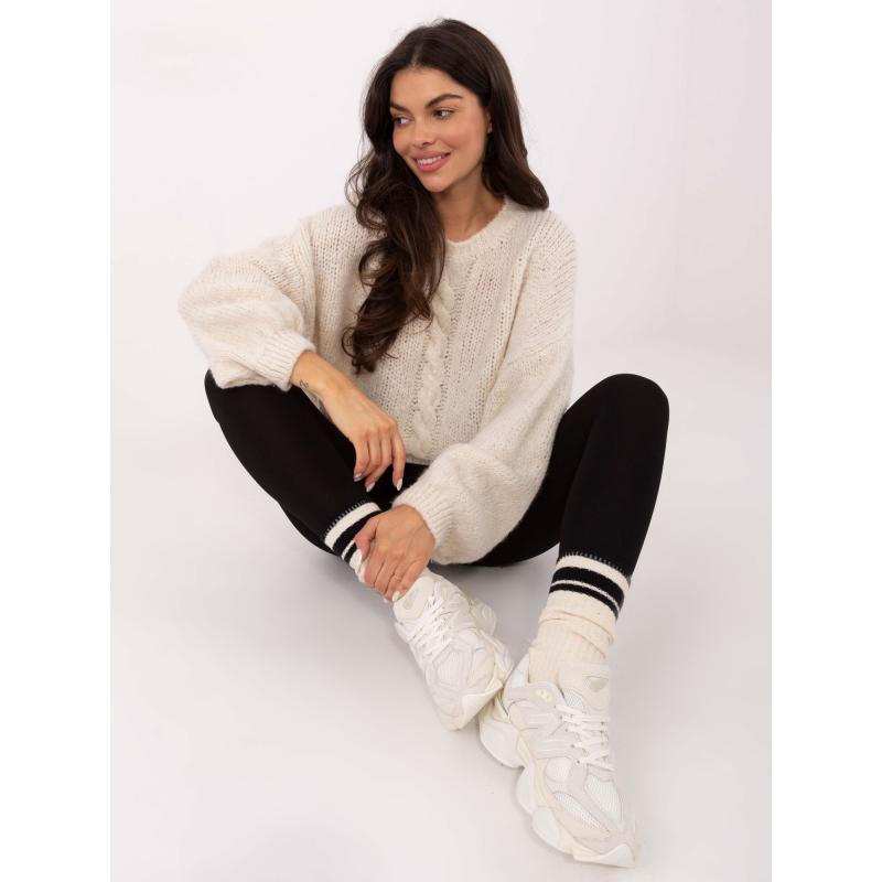 Světle béžový oversize svetr s příměsí vlny