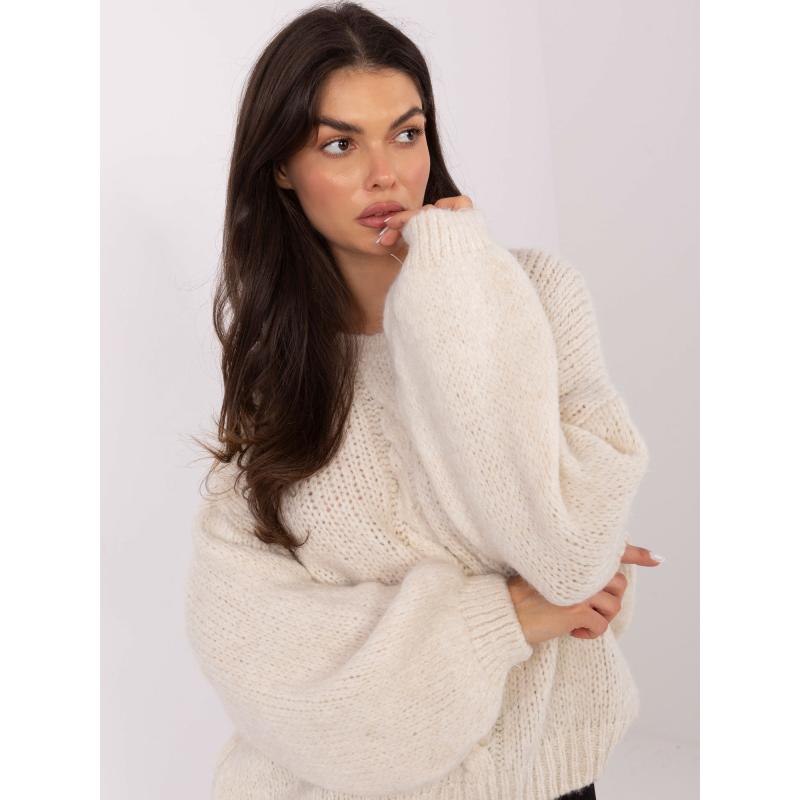 Světle béžový oversize svetr s příměsí vlny