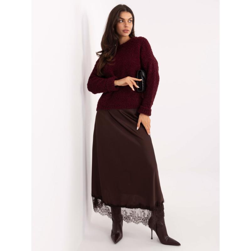 Bordový svetr boucle s příměsí vlny