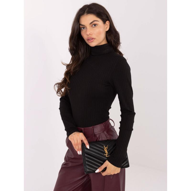 Fekete alap blúz rolós nyakkal RUE PARIS