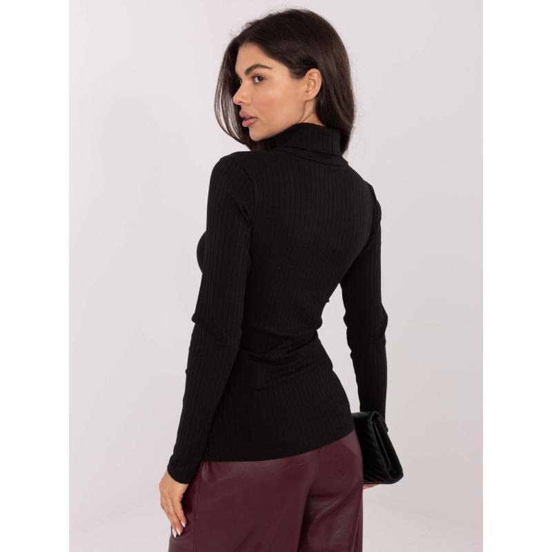 Fekete alap blúz rolós nyakkal RUE PARIS