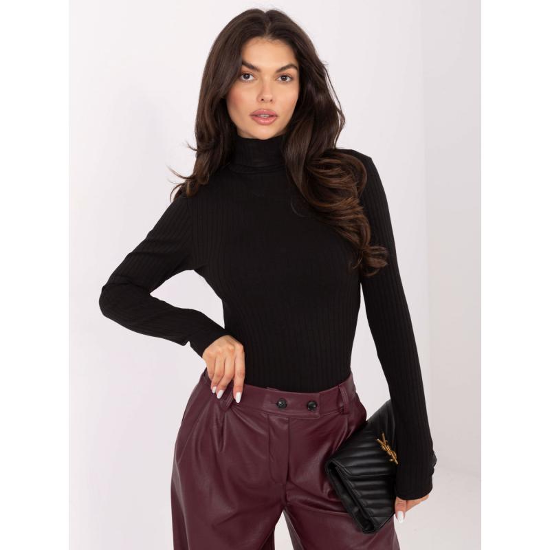 Fekete alap blúz rolós nyakkal RUE PARIS