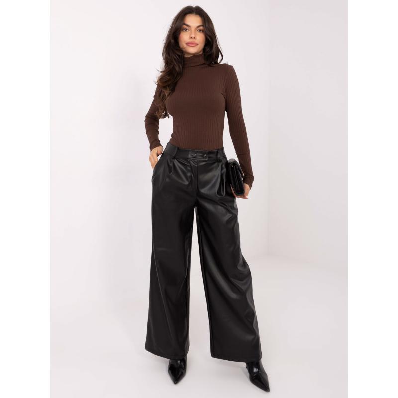 Tmavě hnědá přiléhavá základní blůza s pruhy RUE PARIS