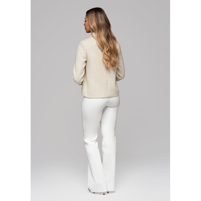 Dámská bunda s prošívaným límcem OW-BLZB-0100 v1 – zlomená bílá