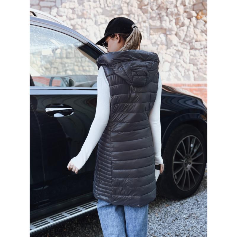 Dámska prešívaná vesta s kapucňou, sivá