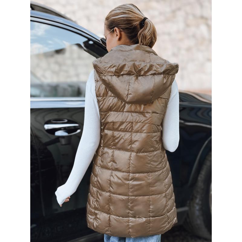 Dámska prešívaná vesta s kapucňou, zlatá