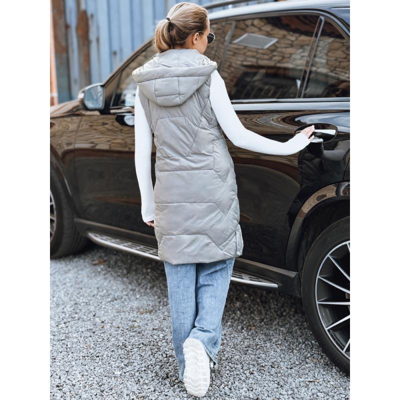 Dámska dlhá prešívaná vesta, sivá