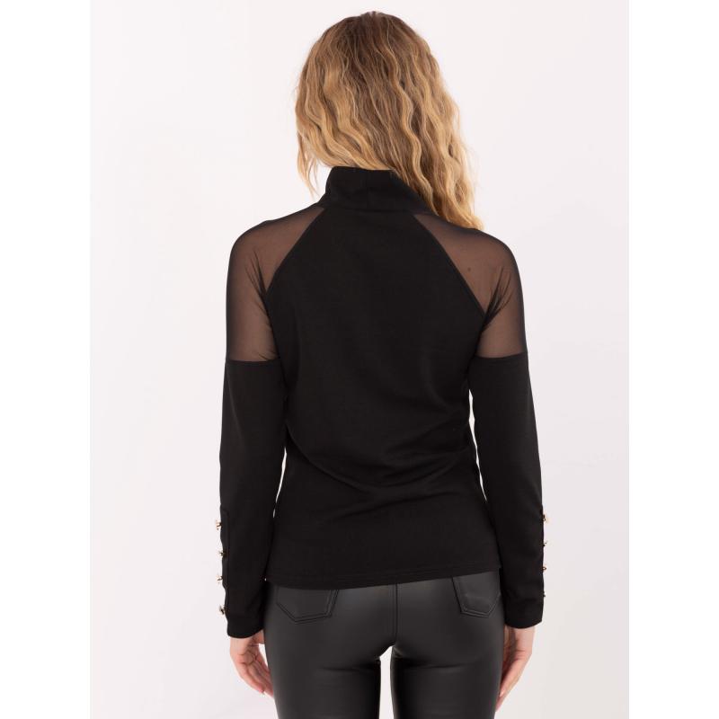 Fekete elegáns blúz rolókkal RUE PARIS