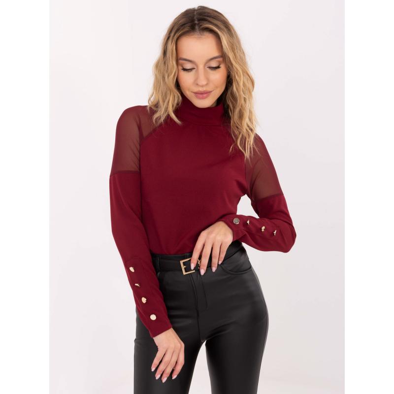Bordó blúz hálós betétekkel RUE PARIS