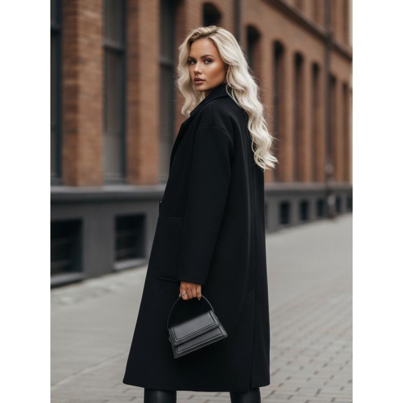 Dámský přechodný kabát oversize černý s