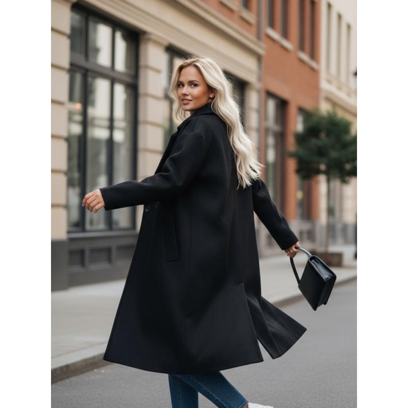 Dámský přechodný kabát oversize černý s