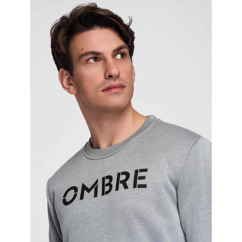 Klasická pánská mikina s nápisem – šedá melírovaná V1 B1711