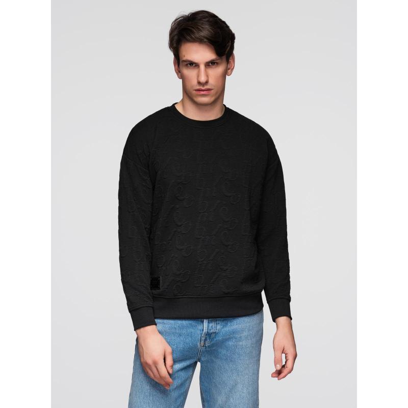 Pánská mikina RELAXED FIT s reliéfními písmeny – černá V1 B1712