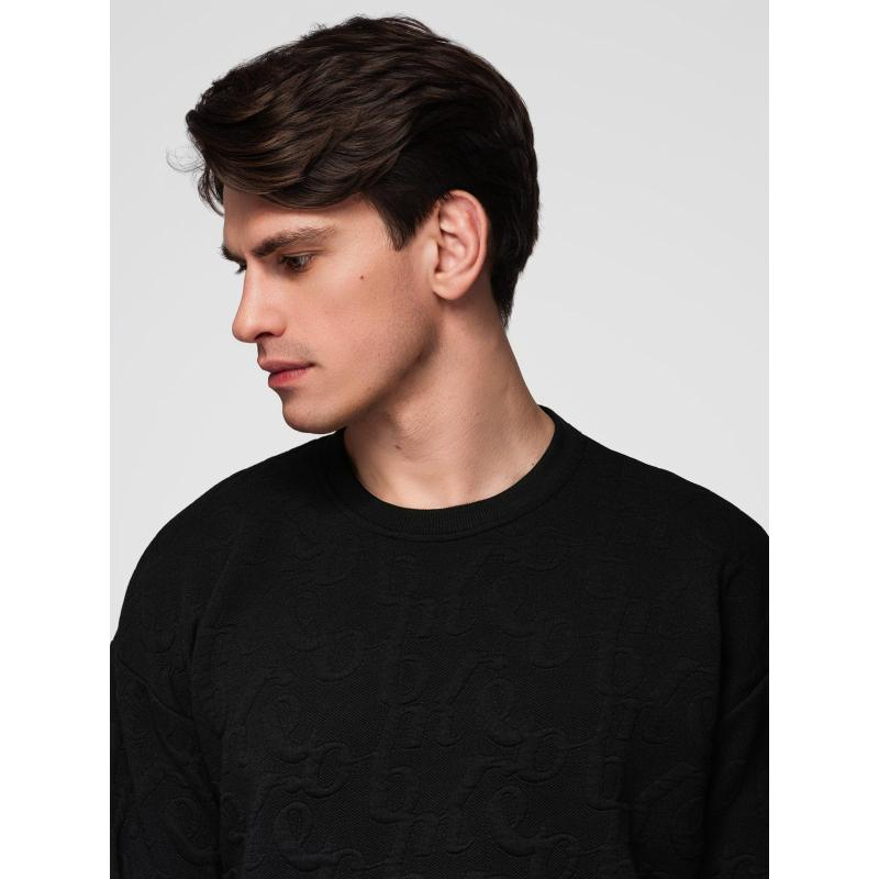 Pánská mikina RELAXED FIT s reliéfními písmeny – černá V1 B1712