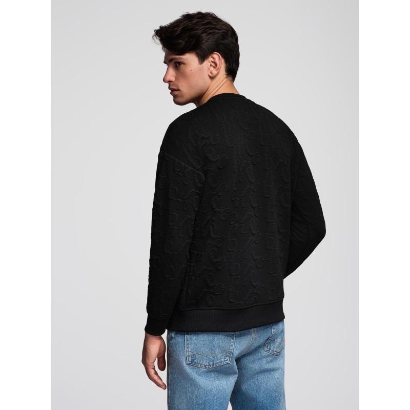 Pánská mikina RELAXED FIT s reliéfními písmeny – černá V1 B1712