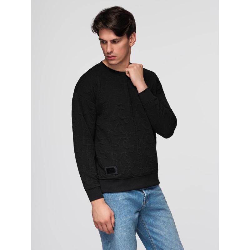Pánská mikina RELAXED FIT s reliéfními písmeny – černá V1 B1712
