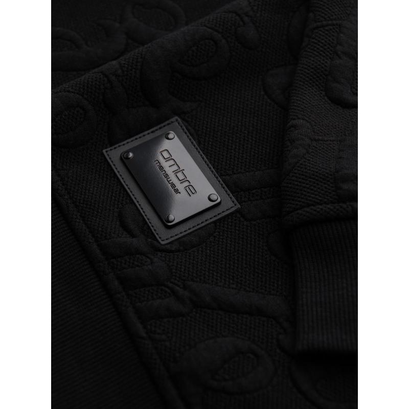 Pánská mikina RELAXED FIT s reliéfními písmeny – černá V1 B1712