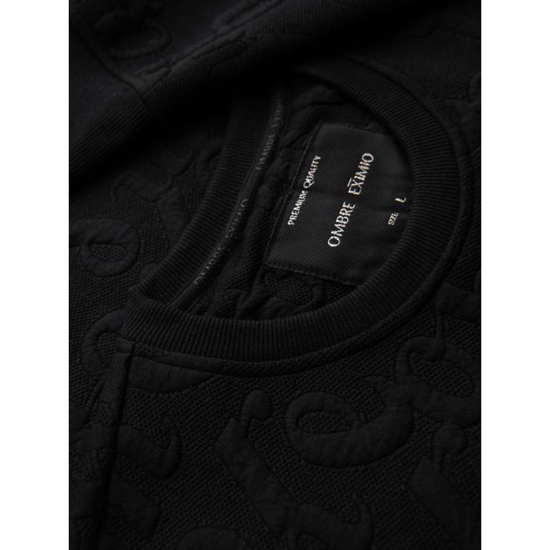 Pánská mikina RELAXED FIT s reliéfními písmeny – černá V1 B1712